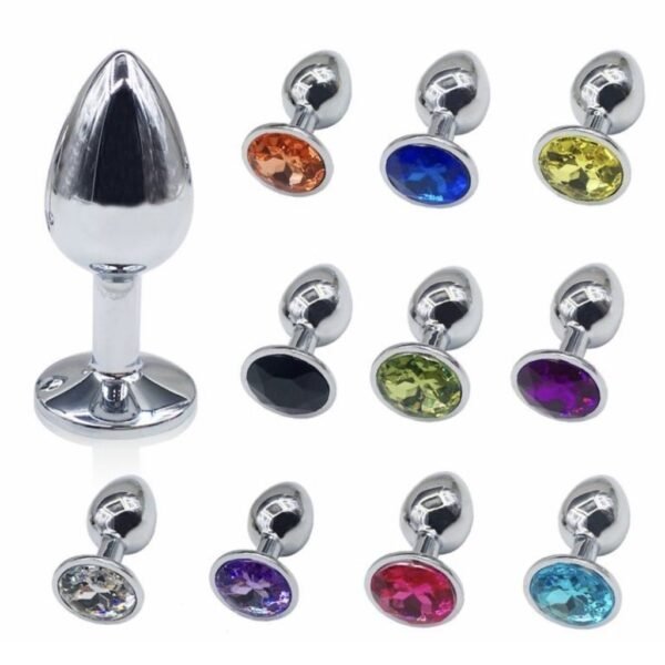 PLUG MEDIUM ECONOMICO METAL Plug metal DIlatador ANAL talle M joya ROJA REDONDO CON STRASS 8 X 3,5CM