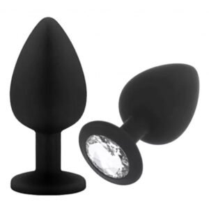 PLUG SILICONA TALLE M negro con joya Plug ANAL silicona talle M con joya 8x3,5cm