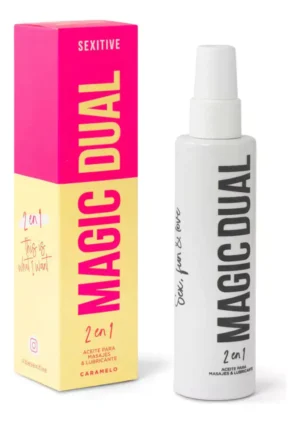 Magic dual 2 EN 1 lubricante y aceite para masajes SABOR CARAMELO