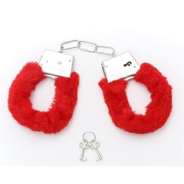 Esposas de metal con peluche y llaves ROJAS