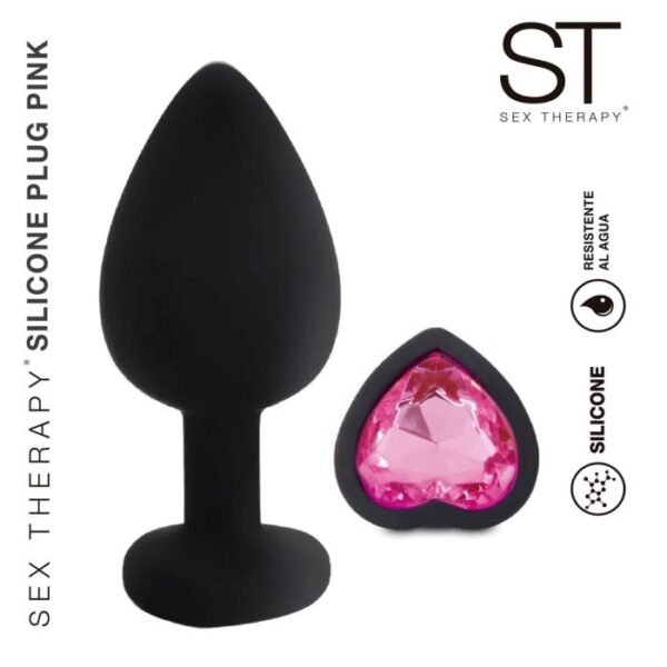 PLUG ANAL SILICONA con joya rosa CORAZON 8,5x3,5cm