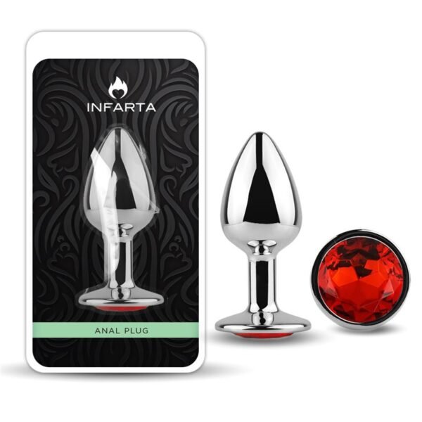 ANAL PLUG DILATADOR EROS joya roja REDONDA talle S 7,2x3,2