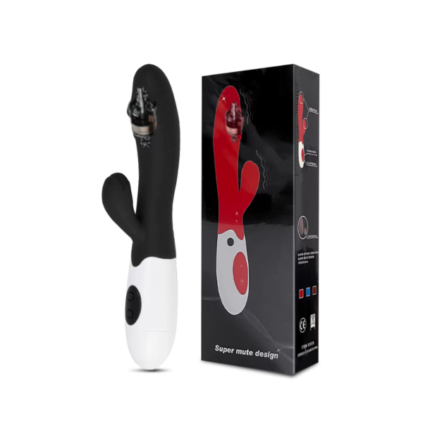 Vibrador doble estimulador USB negro